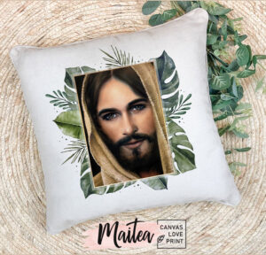 cojín estampado religioso de Jesús, Jesús Emaús, regalos religiosos para mujer