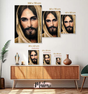 Arte religioso en lienzo, cuadro de Jesús de Emaús, retiro de Emaús, lienzo Jesús Emaús, cuadro de Jesús de los retiros de Emaús