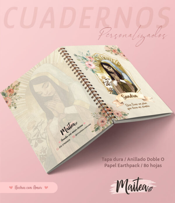 Cuadernos religiosos personalizados, cuadernos de oración, cuaderno de la virgen de Guadalupe