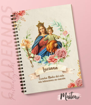 Cuadernos religiosos personalizados, cuadernos de oración, cuaderno de María Auxiliadora