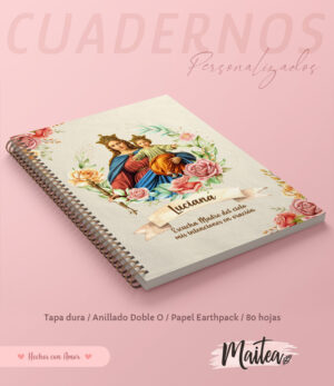 Cuadernos religiosos personalizados, cuadernos de oración, cuaderno de María Auxiliadora