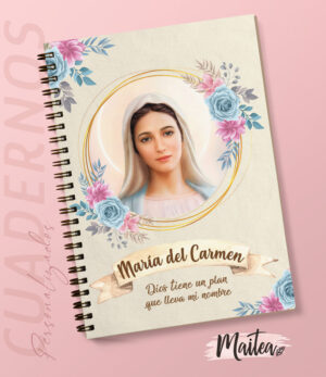 Cuadernos religiosos personalizados, cuadernos de oración, cuaderno de la virgen de la Paz Medjugorje