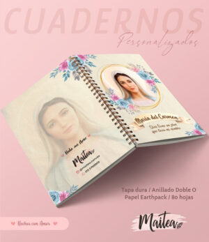 Cuadernos religiosos personalizados, cuadernos de oración, cuaderno de la virgen de la Paz Medjugorje