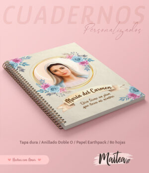 Cuadernos religiosos personalizados, cuadernos de oración, regalo religioso para mujer, cuaderno de la virgen de la paz medgujorge