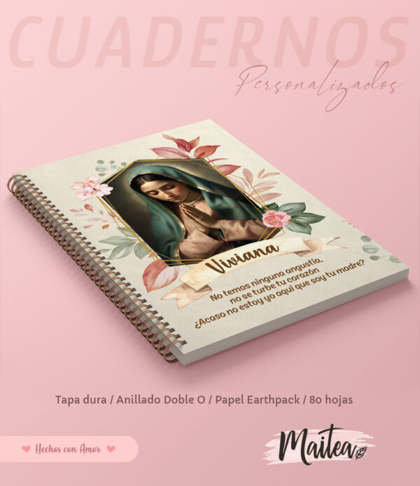 Cuadernos religiosos personalizados, cuadernos de oración, cuaderno de la virgen de Guadalupe