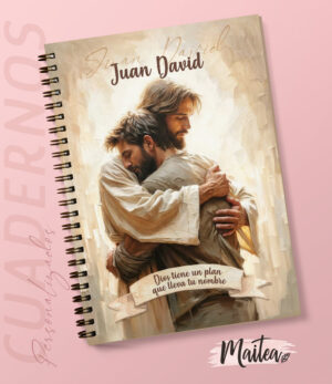 Cuadernos religiosos personalizados, cuadernos de oración, cuaderno de Jesús Emaús hombres