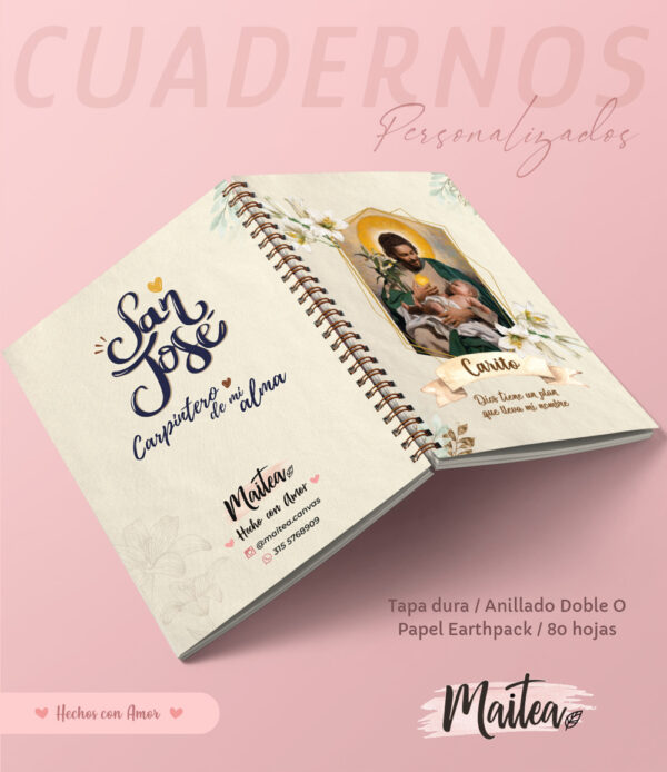 Cuadernos religiosos personalizados, cuadernos de oración cuadernos de Jesús, cuadernos de la virgen maría, cuadernos de san José