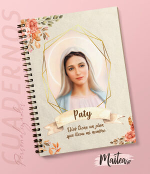 Cuadernos religiosos personalizados, cuadernos de oración, cuaderno de la virgen de la Paz