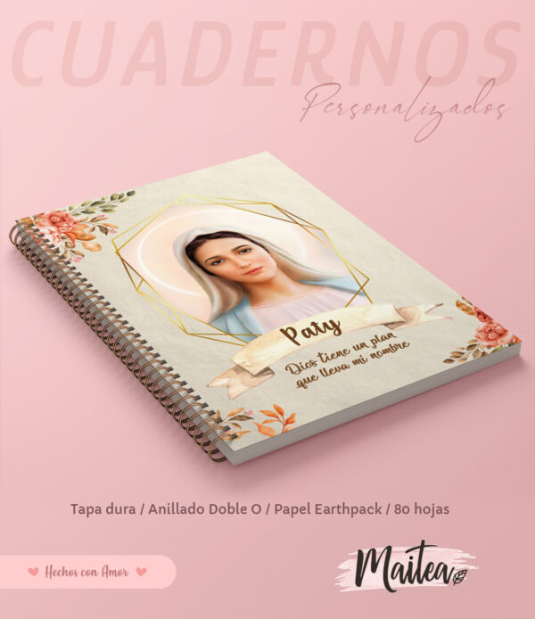 Cuadernos religiosos personalizados, cuadernos de oración, cuaderno de la virgen de la paz