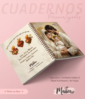 Cuadernos religiosos personalizados, cuadernos de oración, cuaderno de Jesús Emaús, cuadernos de la Virgen, cuadernos de la virgencita, cuadernos católicos, cuadernos de San José, cuadernos personalizados.