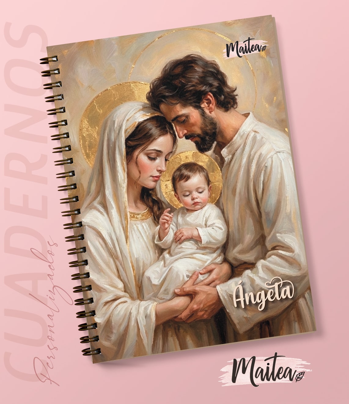 Cuaderno de la Sagrada Familia Cuadernos religiosos personalizados, cuadernos de oración, cuaderno de Jesús Emaús, cuadernos de la Virgen, cuadernos de la virgencita, cuadernos católicos, cuadernos de San José, cuadernos personalizados.