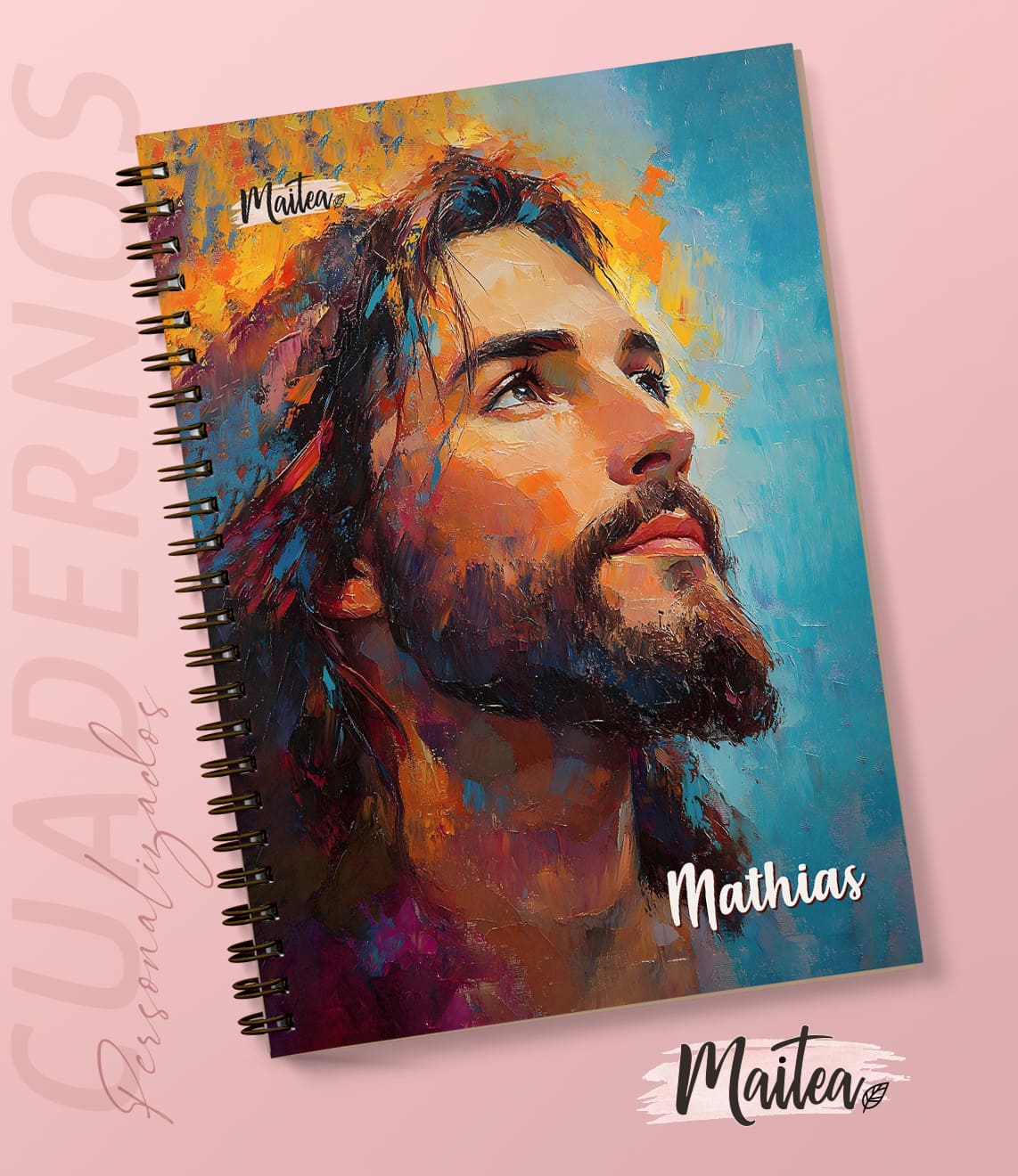 Cuaderno de Jesús Cuadernos religiosos personalizados, cuadernos de oración, cuaderno de Jesús Emaús, cuadernos de la Virgen, cuadernos de la virgencita, cuadernos católicos, cuadernos de San José, cuadernos personalizados.